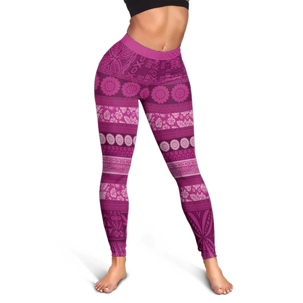 Fiji Marau na Kerisimasi Leggings Pink Tapa Masi Inspired Christmas - Polynesian Pride
