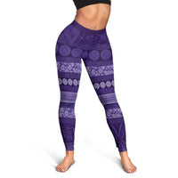 Fiji Marau na Kerisimasi Leggings Purple Tapa Masi Inspired Christmas - Polynesian Pride