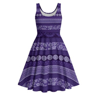 Fiji Marau na Kerisimasi Midi Dress Purple Tapa Masi Inspired Christmas - Polynesian Pride