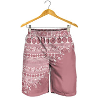 Fiji Marau na Kerisimasi Shorts for Men Dusty Rose Tagimoucia Tapa Masi Tribal - Polynesian Pride