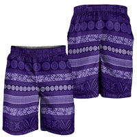 Fiji Marau na Kerisimasi Shorts for Men Purple Tapa Masi Inspired Christmas - Polynesian Pride