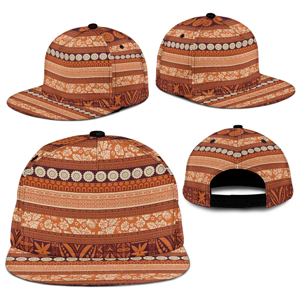 Fiji Marau na Kerisimasi Snapback Cap Gold Tapa Masi Inspired Christmas - Polynesian Pride