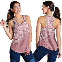 Fiji Marau na Kerisimasi Women Racerback Tank Dusty Rose Tagimoucia Tapa Masi Tribal - Polynesian Pride