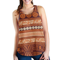 Fiji Marau na Kerisimasi Women Racerback Tank Gold Tapa Masi Inspired Christmas - Polynesian Pride