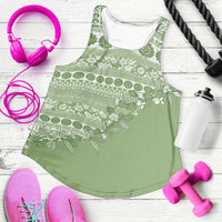 Fiji Marau na Kerisimasi Women Racerback Tank Sage Green Tagimoucia Tapa Masi Tribal - Polynesian Pride