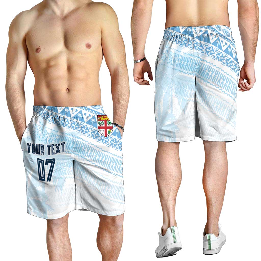 Fiji Rugby Custom Kaiviti Masi Shorts for Men Turquoise LT7 - Polynesian Pride