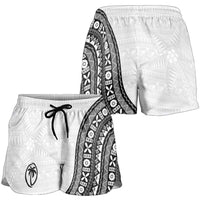 Fijian Rugby Shorts for Women Tapa Pattern and Palm Tree Tribal