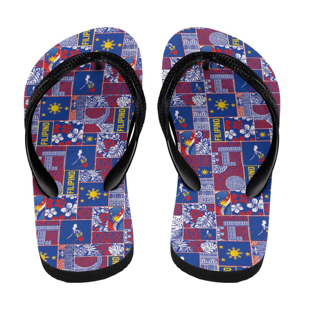 Filipino Maligayang Pasko Flip Flops Pacific Patchwork Xmas Vibes - Polynesian Pride