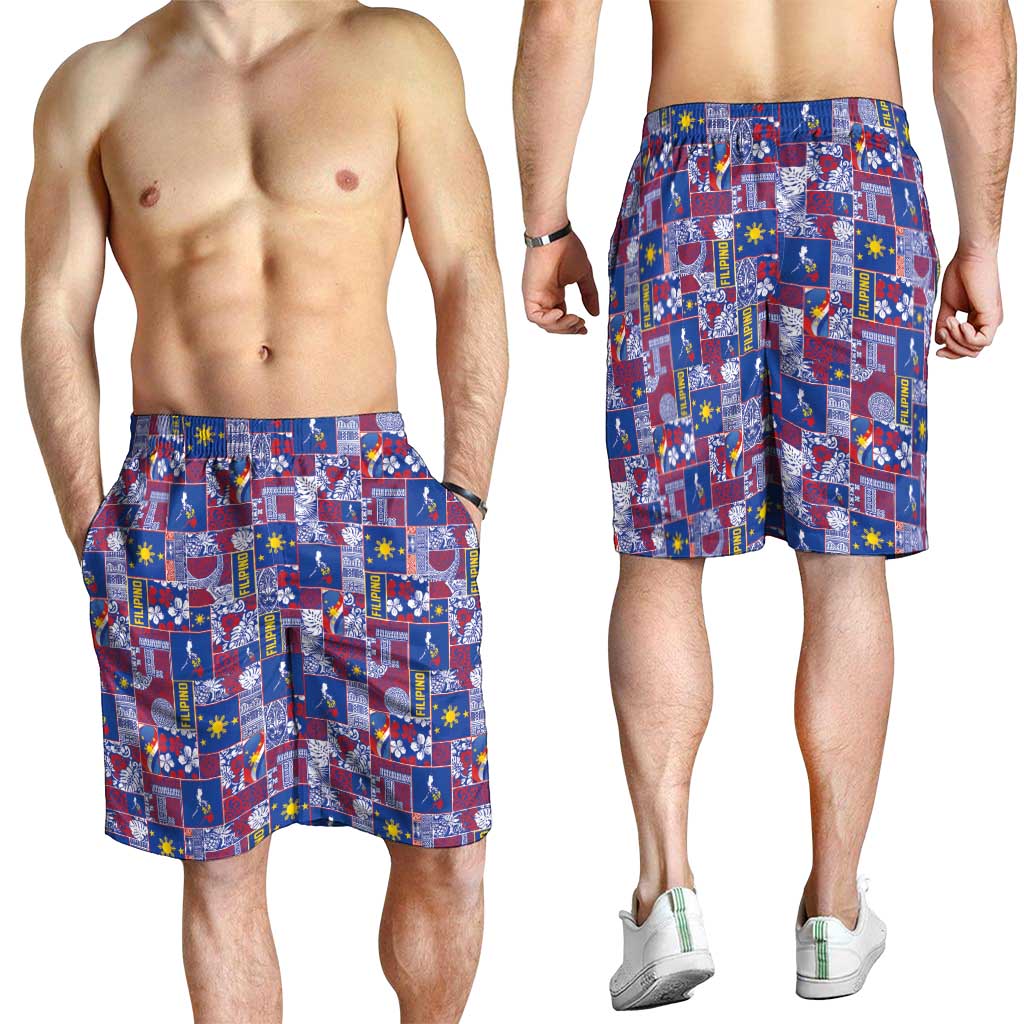 Filipino Maligayang Pasko Shorts for Men Pacific Patchwork Xmas Vibes - Polynesian Pride