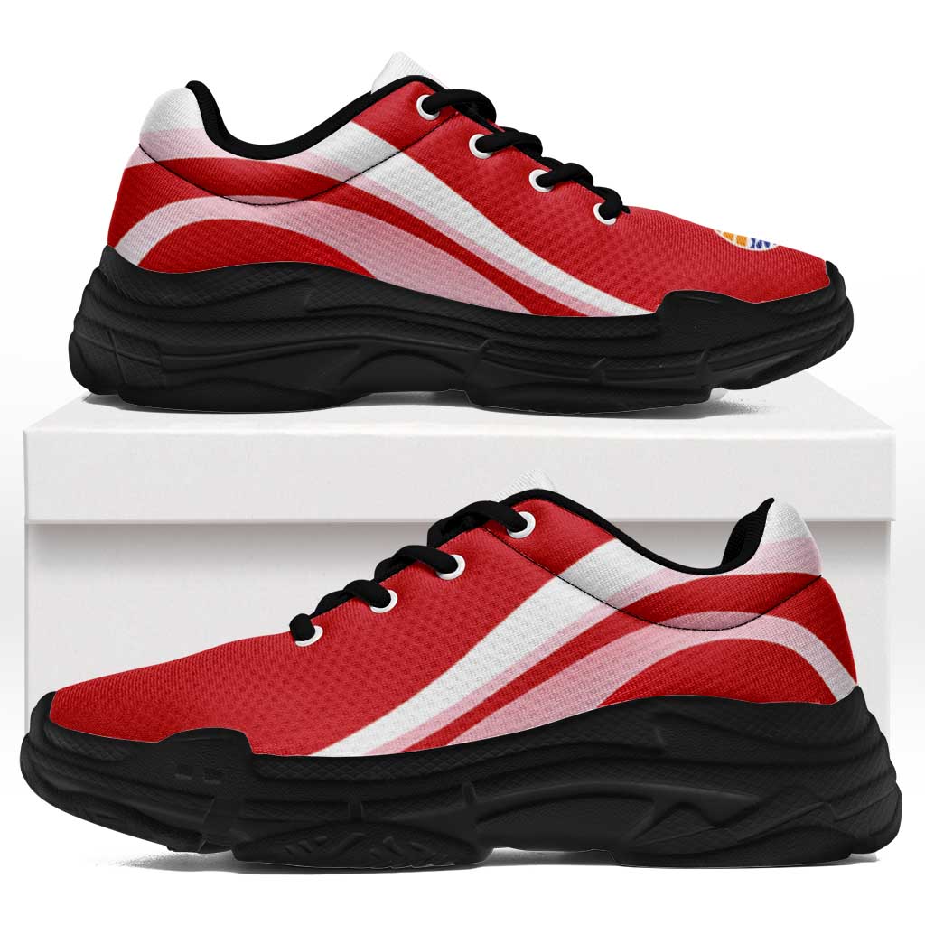 French Polynesia Chunky Sneakers Flag-Inspired Curve Style LT05 Red - Polynesian Pride