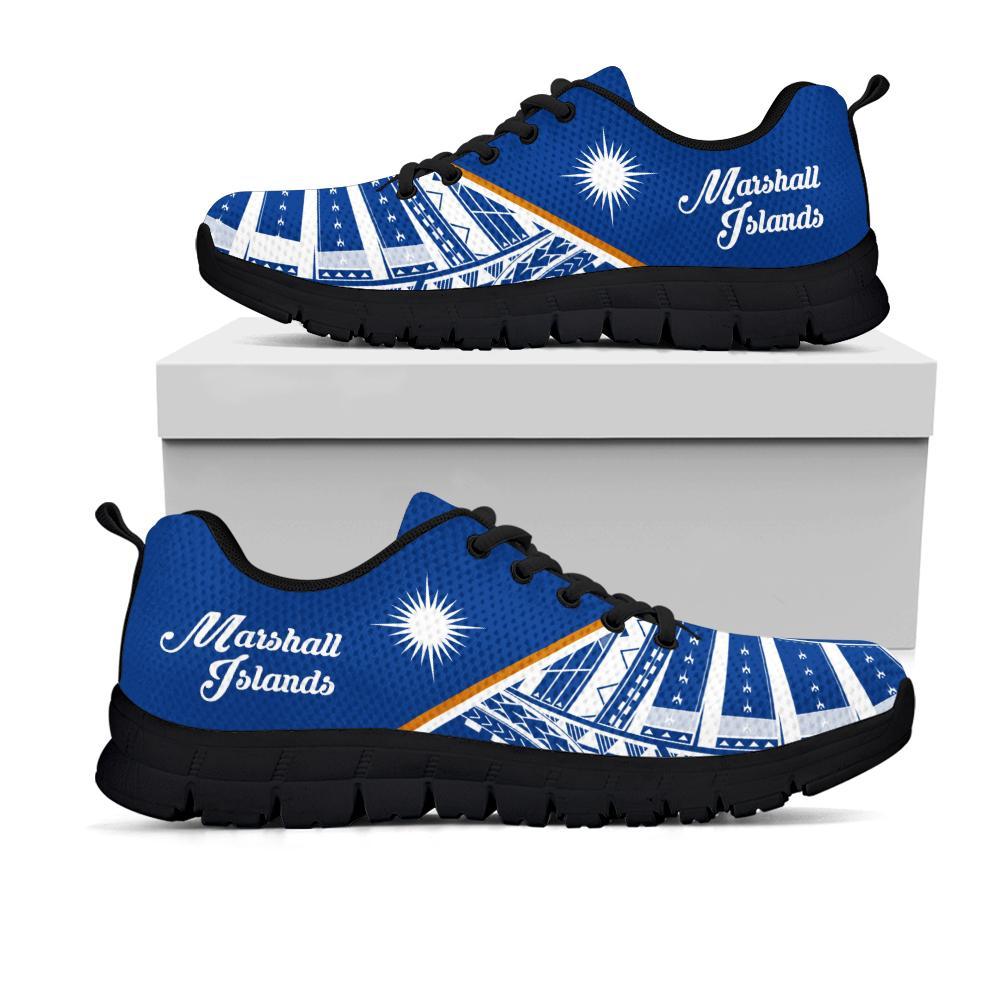 Marshall Islands Rising Sneakers - Marshall Islands Flag 2nd - A16 Kid's Sneakers - Black Sole - Polynesian Pride