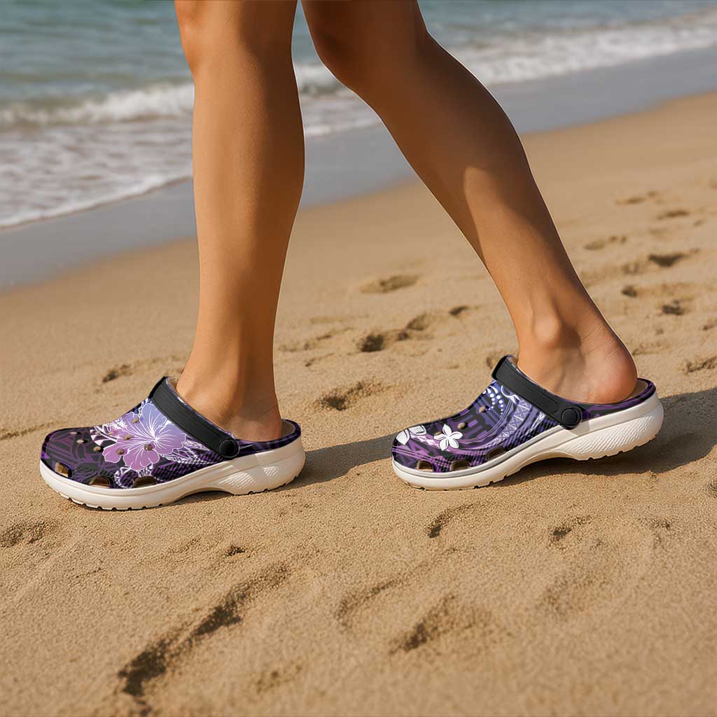 Galaxy Polynesian Pattern With Tropical Flowers Clogs Shoes - Polynesian Pride