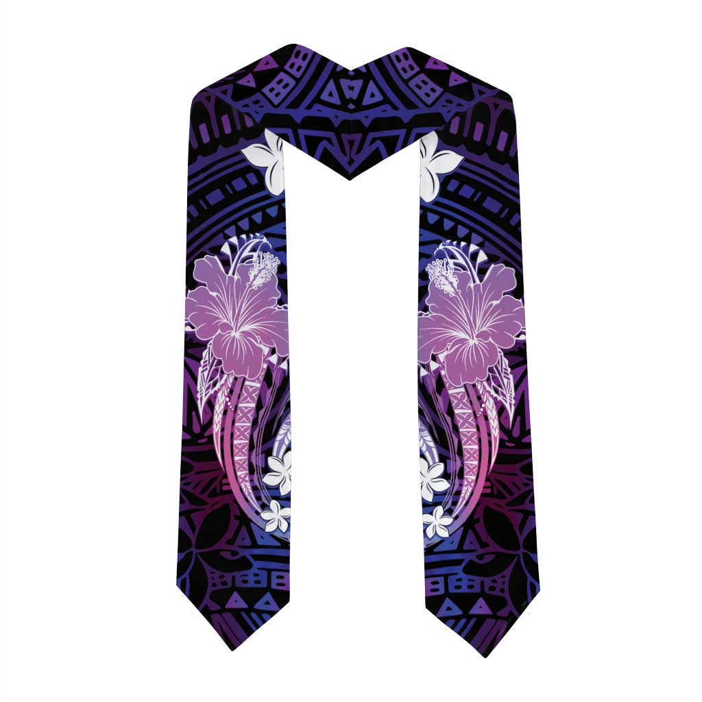 Galaxy Polynesian Pattern With Tropical Flowers Graduation Stole