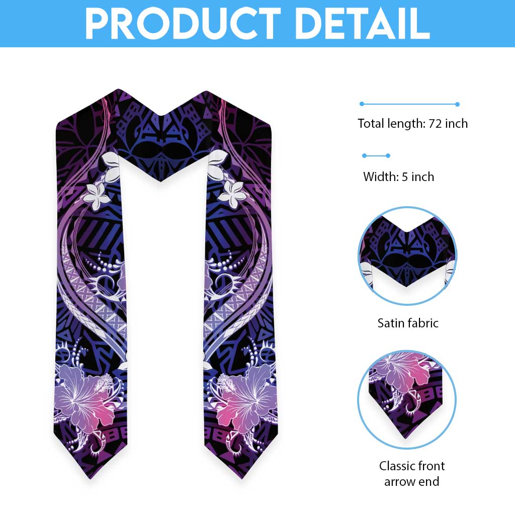 Galaxy Polynesian Pattern With Tropical Flowers Graduation Stole