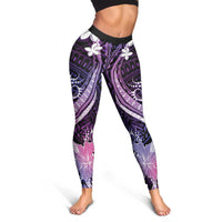 Galaxy Polynesian Pattern With Tropical Flowers Leggings LT05 - Polynesian Pride