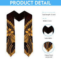 Gold Black Aloha Hawaii Graduation Stole Polynesian Shark Tattoo With Plumeria - Polynesian Pride