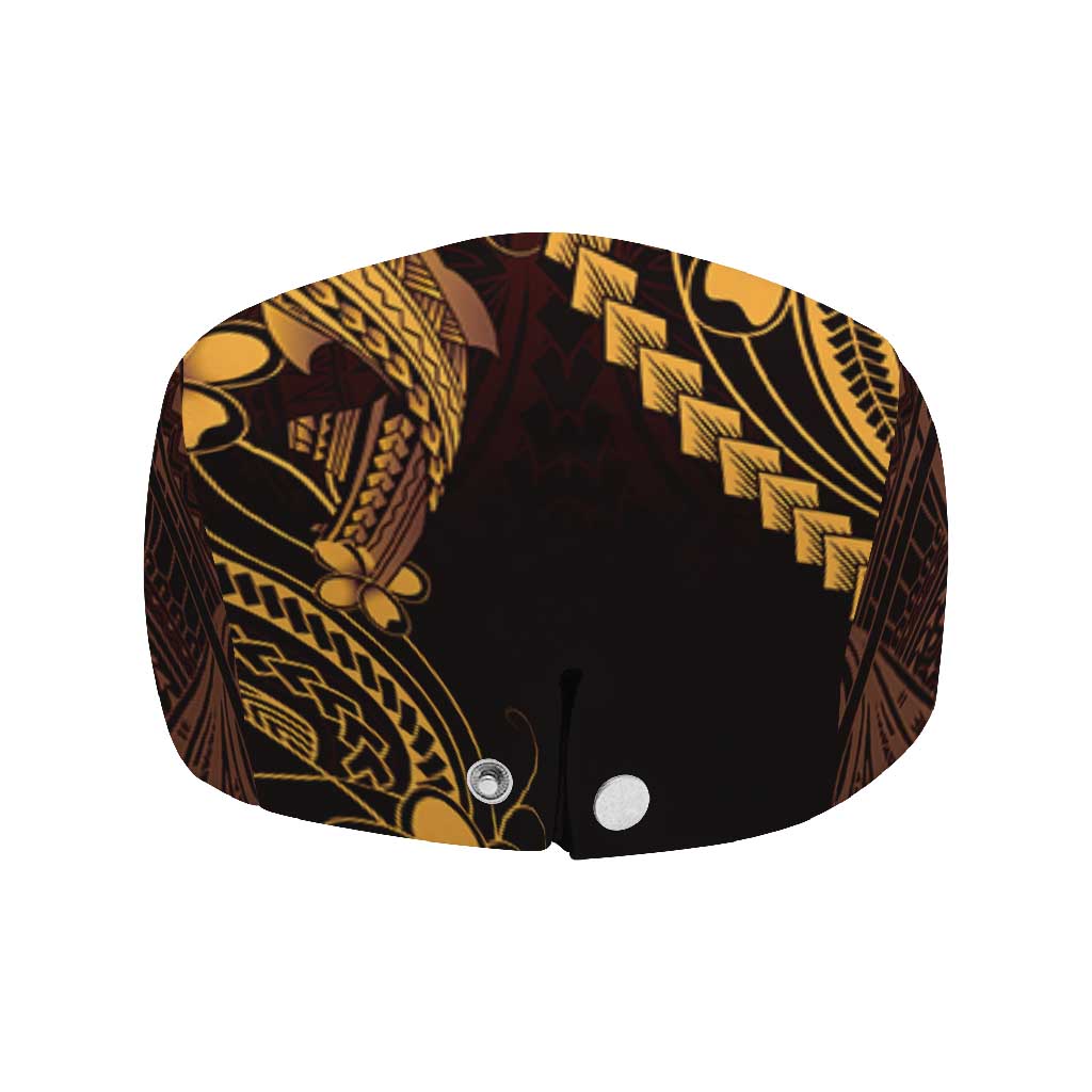 Gold Black Aloha Hawaii Jeff Hat Polynesian Shark Tattoo With Plumeria - Polynesian Pride