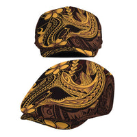 Gold Black Aloha Hawaii Jeff Hat Polynesian Shark Tattoo With Plumeria - Polynesian Pride