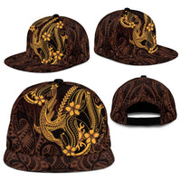Gold Black Aloha Hawaii Snapback Cap Polynesian Shark Tattoo With Plumeria - Polynesian Pride