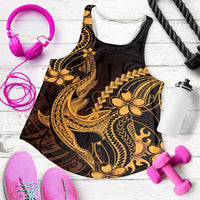 Gold Black Aloha Hawaii Women Racerback Tank Polynesian Shark Tattoo With Plumeria - Polynesian Pride