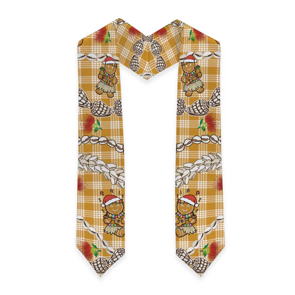 Gold Palaka Hawaii Mele Kalikimaka Graduation Stole Ohia Lehua Shell Leis Funny Gingerbread Santa LT14 - Polynesian Pride