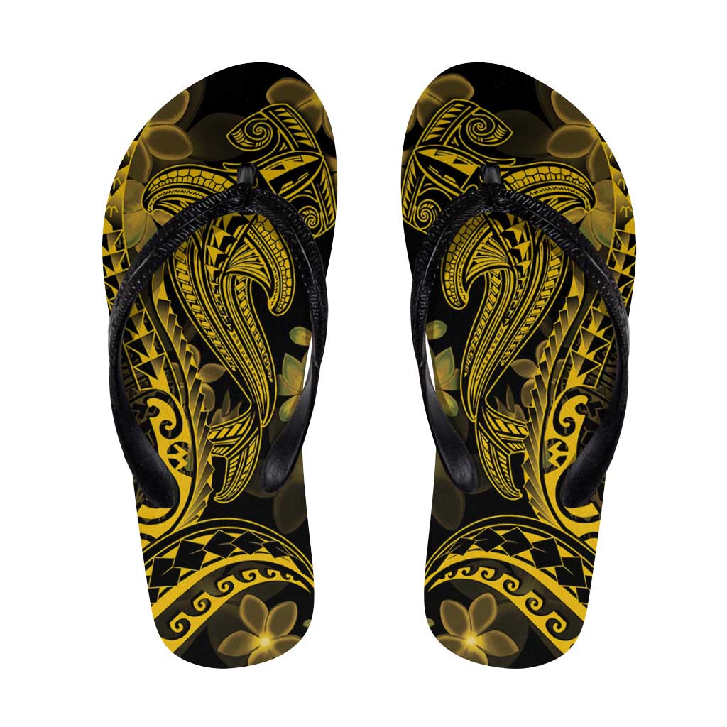 Gold Polynesia Shark Tattoo Flip Flops Polynesian Plumeria LT14 Gold - Polynesian Pride