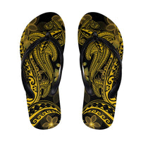 Gold Polynesia Shark Tattoo Flip Flops Polynesian Plumeria LT14 Gold - Polynesian Pride