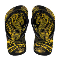 Gold Polynesia Shark Tattoo Flip Flops Polynesian Plumeria LT14 - Polynesian Pride