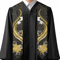 Gold Polynesian Pattern With Tropical Flowers Graduation Stole LT05 - Polynesian Pride