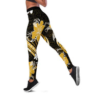 Gold Polynesian Pattern With Tropical Flowers Leggings LT05 Gold - Polynesian Pride