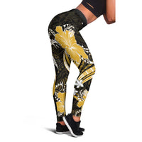 Gold Polynesian Pattern With Tropical Flowers Leggings LT05 - Polynesian Pride