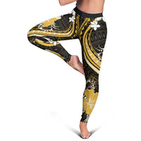 Gold Polynesian Pattern With Tropical Flowers Leggings LT05 - Polynesian Pride