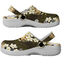 Gold Tropical Hawaii Clogs Shoes Seamless Monstera Plumeria Hawaiian Pattern - Polynesian Pride