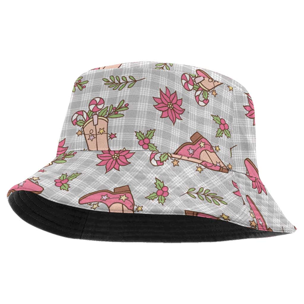 Gray Paniolo Palaka Hawaiian Cowgirl Christmas Bucket Hat - Polynesian Pride