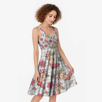 Gray Paniolo Palaka Hawaiian Cowgirl Christmas Midi Dress - Polynesian Pride