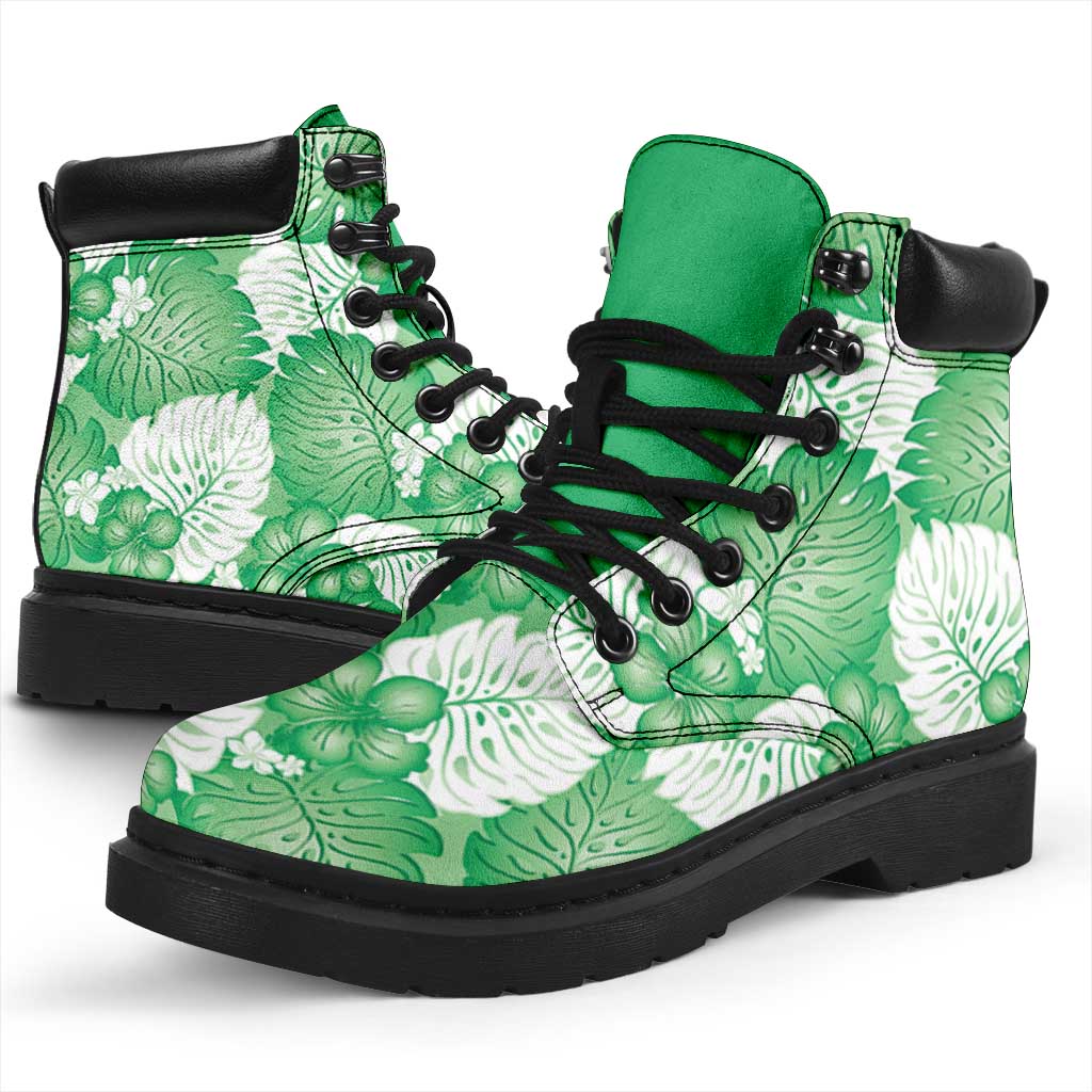 Green Aloha Hawaii All Season Boots Monstera Hibiscus Plumeria Seamless Vibes LT14 - Polynesian Pride