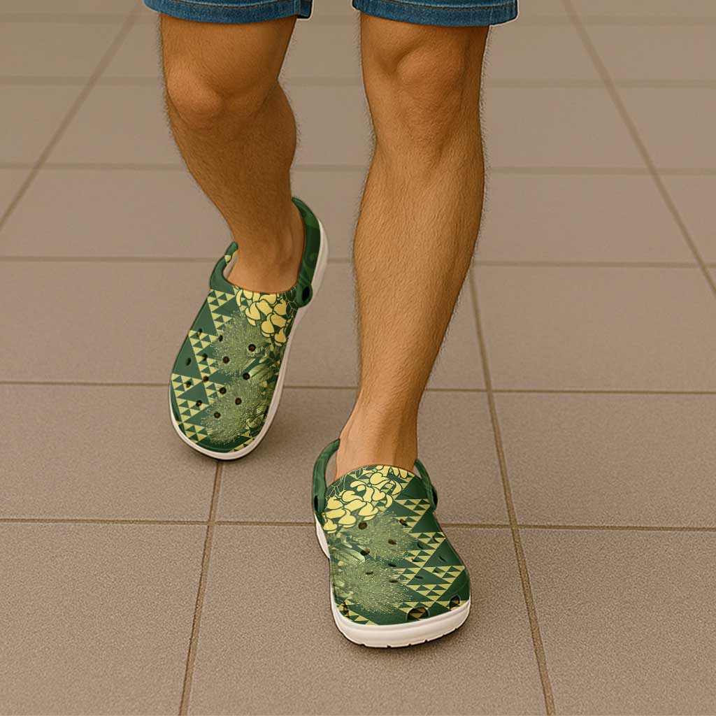 Green Aloha Hawaii Clogs Shoes Hawaiian Kakau Ohia Lehua Lei - Polynesian Pride