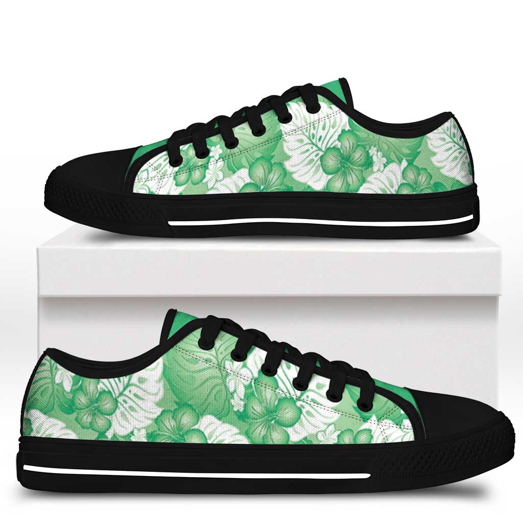 Green Aloha Hawaii Low Top Shoes Monstera Hibiscus Plumeria Seamless Vibes LT14 - Polynesian Pride