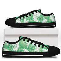 Green Aloha Hawaii Low Top Shoes Monstera Hibiscus Plumeria Seamless Vibes LT14 - Polynesian Pride