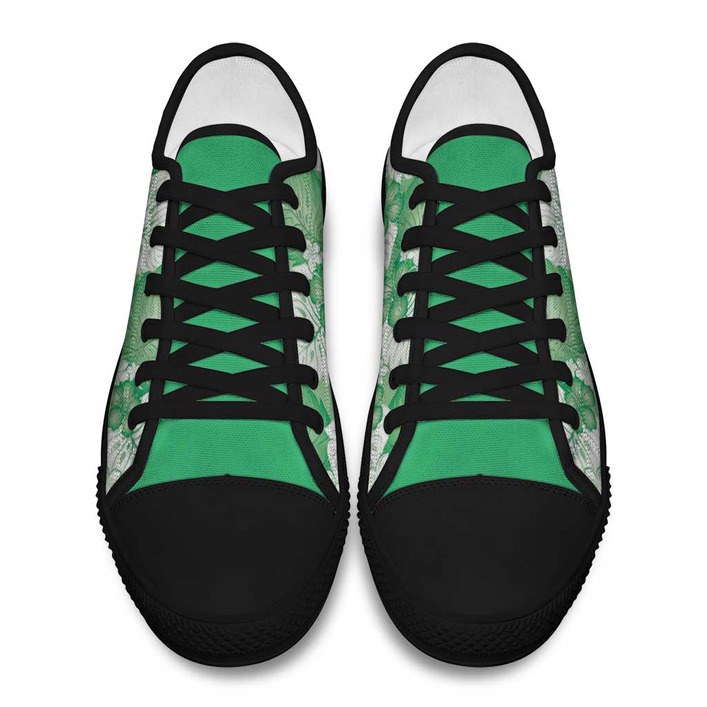 Green Aloha Hawaii Low Top Shoes Monstera Hibiscus Plumeria Seamless Vibes LT14 - Polynesian Pride