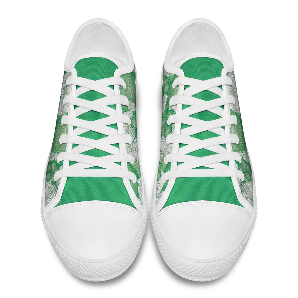 Green Aloha Hawaii Low Top Shoes Monstera Hibiscus Plumeria Seamless Vibes LT14 - Polynesian Pride