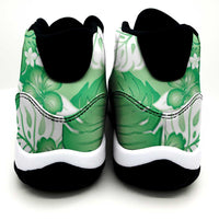 Green Aloha Hawaii Sneakers J11 Monstera Hibiscus Plumeria Seamless Vibes - Polynesian Pride
