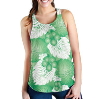 Green Aloha Hawaii Women Racerback Tank Monstera Hibiscus Plumeria Seamless Vibes - Polynesian Pride