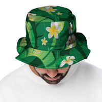 Green Banana Leaf Hawaii Bucket Hat Lau Maia Plumeria Tropical Summer Vibes