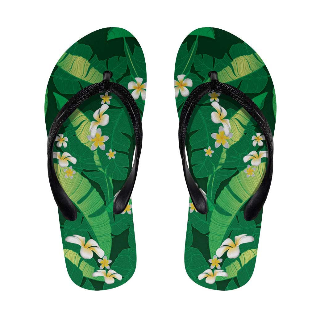 Green Banana Leaf Hawaii Flip Flops Lau Maia Plumeria Tropical Summer Vibes