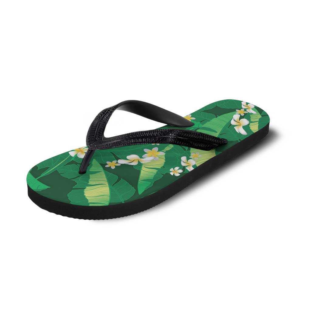 Green Banana Leaf Hawaii Flip Flops Lau Maia Plumeria Tropical Summer Vibes