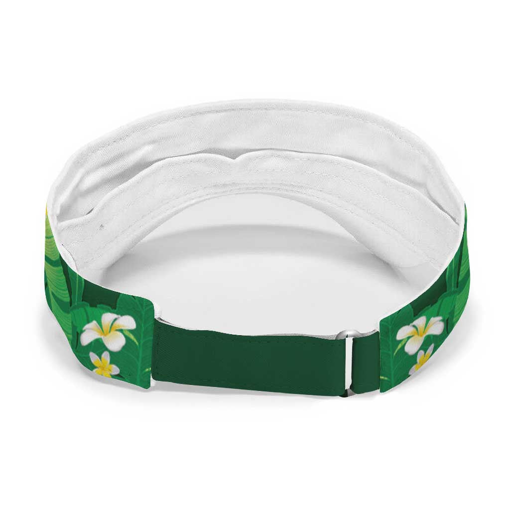 Green Banana Leaf Hawaii Sun Visor Cap Lau Maia Plumeria Tropical Summer Vibes