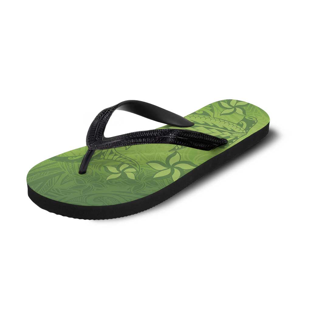 Green Gradient Polynesia Flip Flops Hawaiian Tribal Hammerhead Shark Tattoo LT14 - Polynesian Pride