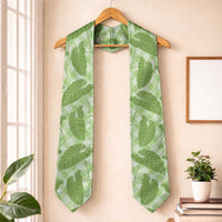 Green Hawaii Kalo Palaka Motifs Graduation Stole Hawaiian Taro Leaves Elegant Vibes LT14 One Size Green - Polynesian Pride