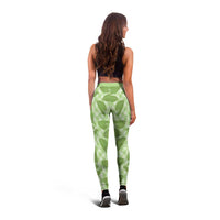 Green Hawaii Kalo Palaka Motifs Leggings Hawaiian Taro Leaves Elegant Vibes LT14 - Polynesian Pride